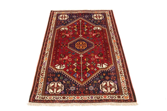 Red Tribal 3'5X5 Shiraz Persian Rug