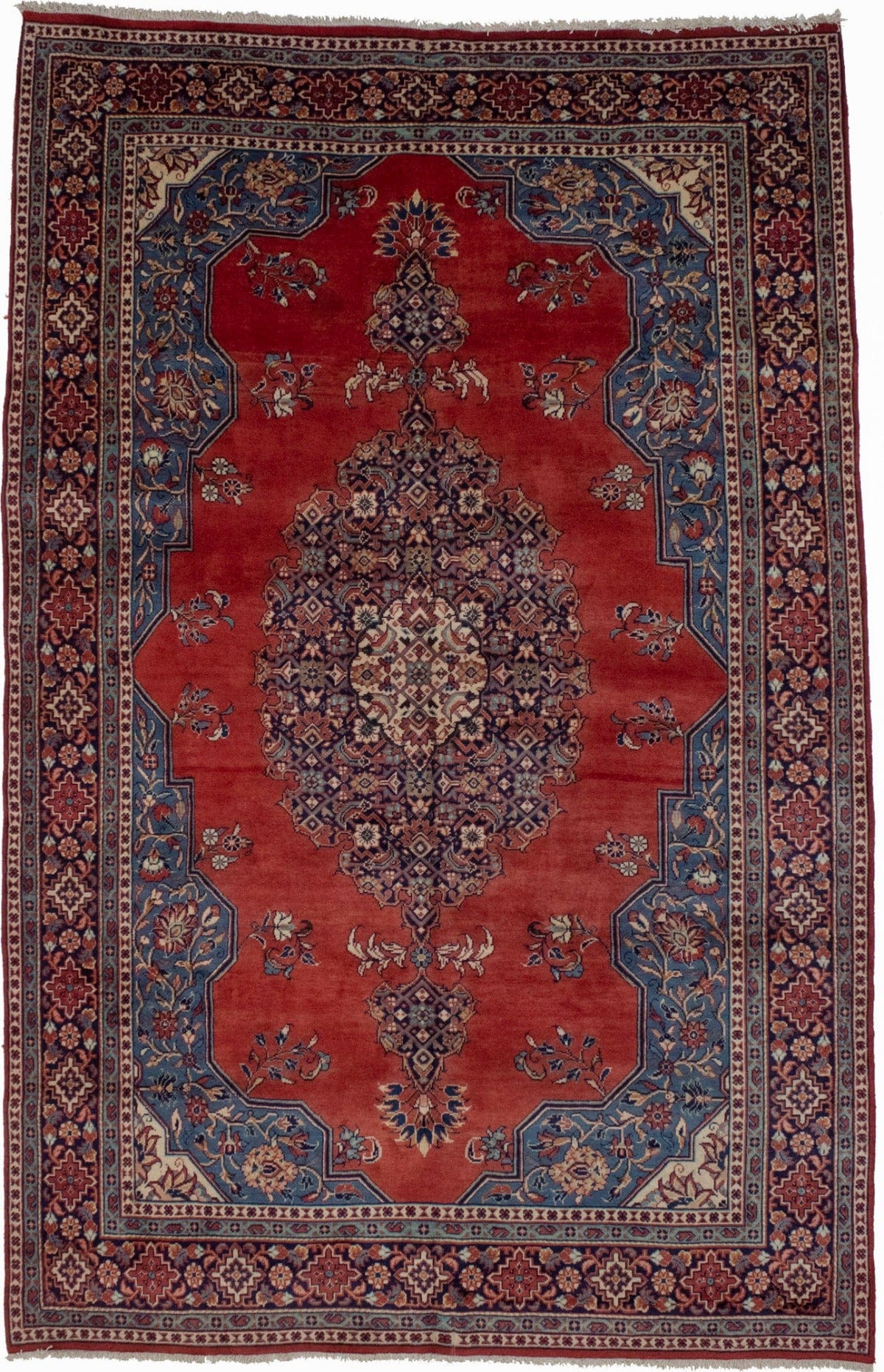 Vintage Orange-red Floral 7X11 Mahal Persian Rug