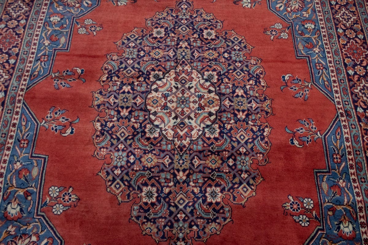 Vintage Orange-red Floral 7X11 Mahal Persian Rug