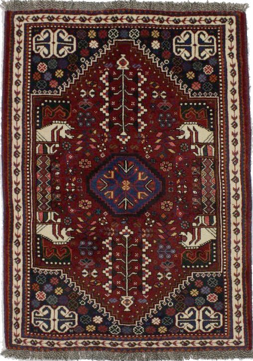 Red Tribal 4X5 Shiraz Persian Wool Rug