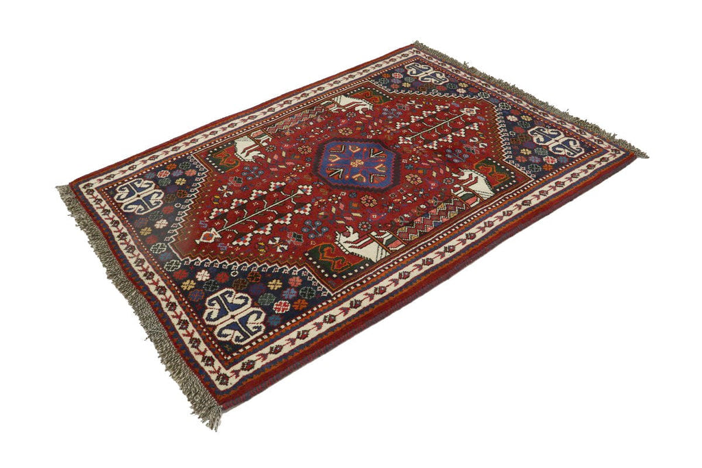 Red Tribal 4X5 Shiraz Persian Wool Rug