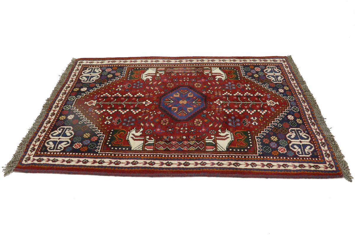 Red Tribal 4X5 Shiraz Persian Wool Rug