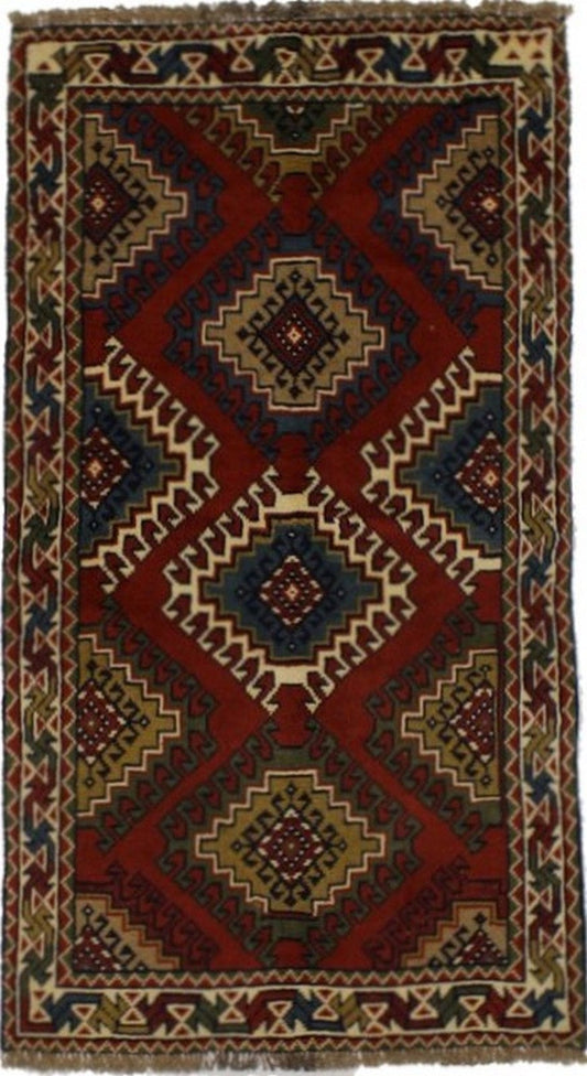 Dark Orange Tribal 3X6 Ghoochan Persian Wool Rug