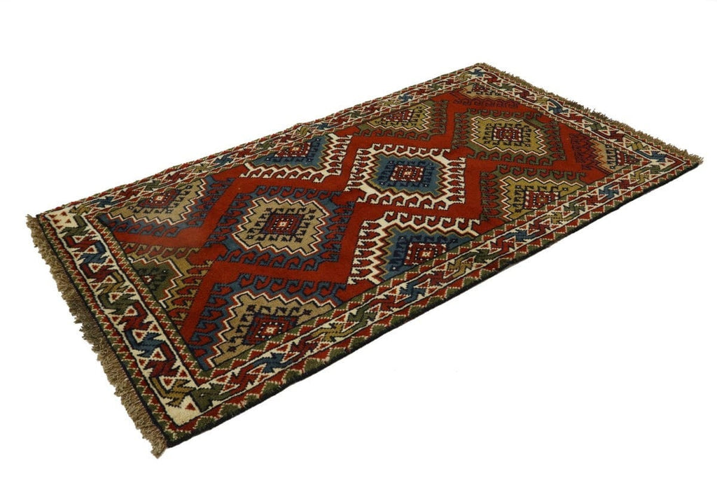 Dark Orange Tribal 3X6 Ghoochan Persian Wool Rug