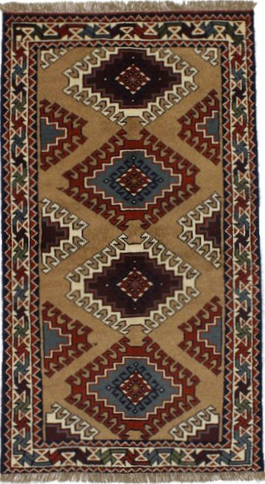 Khaki Tribal 4X6'5 Ghoochan Persian Rug