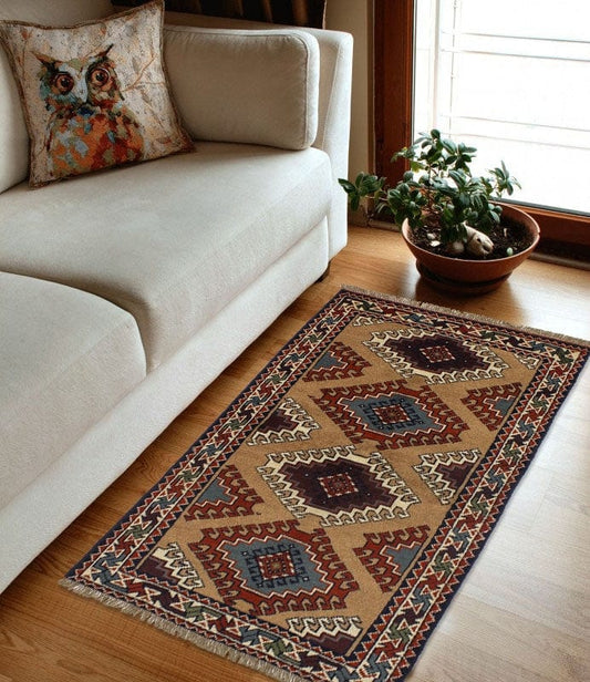 Khaki Tribal 4X6'5 Ghoochan Persian Rug