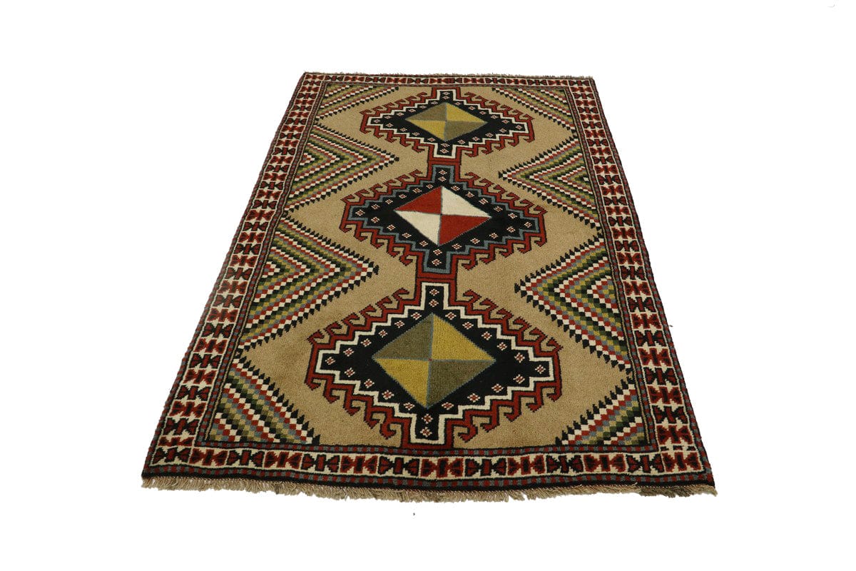 Khaki Tribal 4X7 Ghoochan Persian Rug