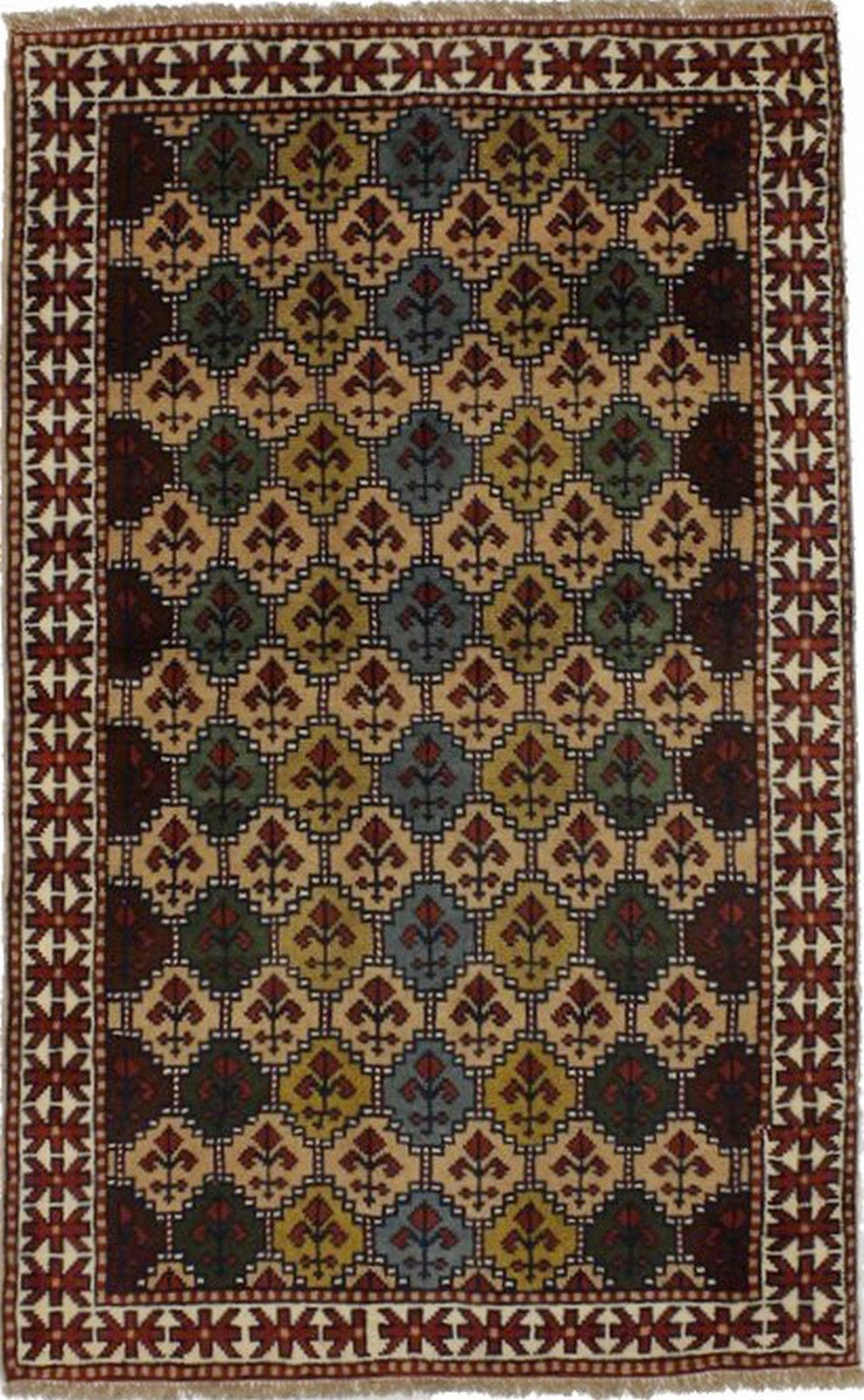 Khaki Tribal 4X7 Ghoochan Persian Rug