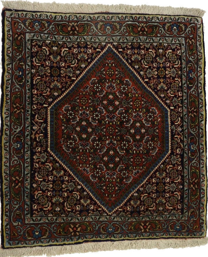 Orange & Navy Floral 2'5X2'9 Bidjar Persian Square Rug