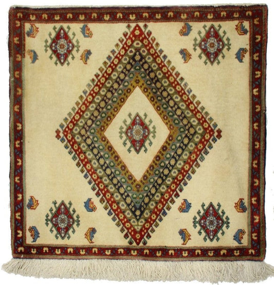 Vintage Beige Tribal 2X2 Abadeh Persian Rug