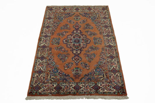 Vintage Rust Traditional 4X7 Sarouk Persian Rug