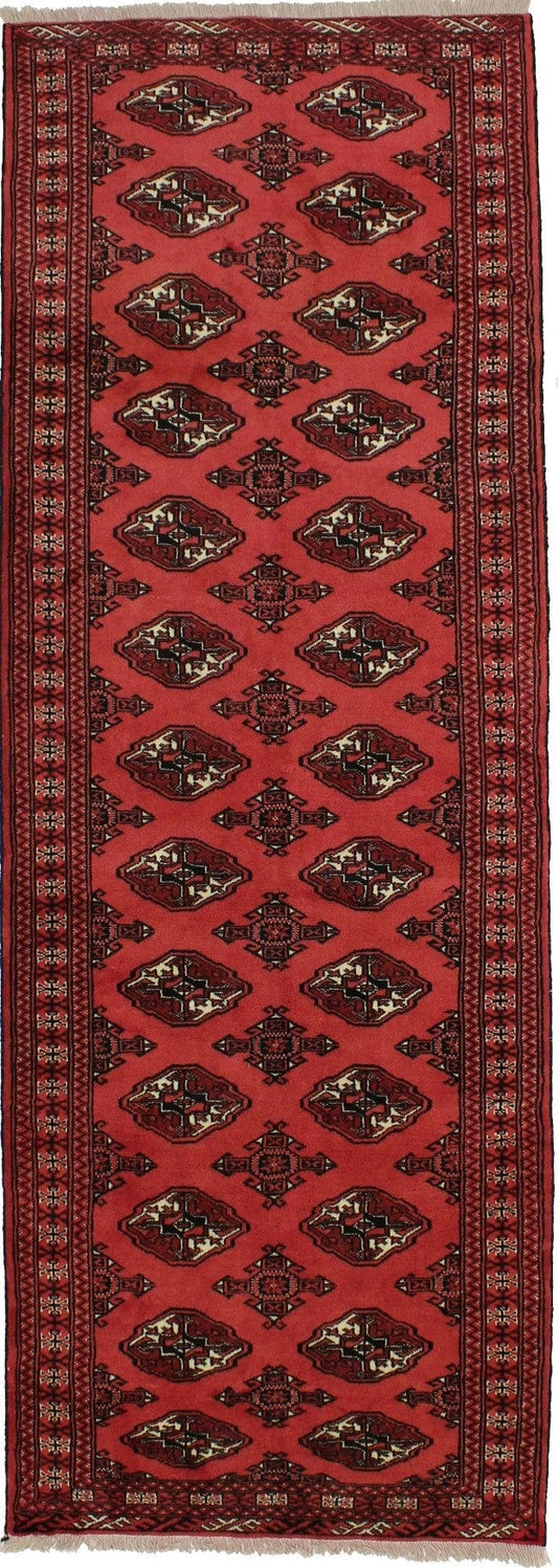 Vintage Red Tribal 3'5X10 Turkoman Persian Runner Rug