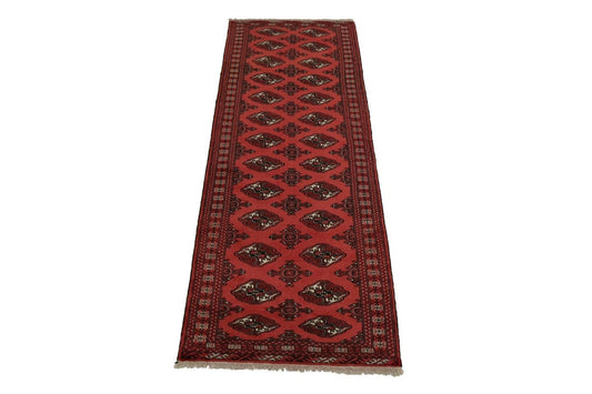 Vintage Red Tribal 3'5X10 Turkoman Persian Runner Rug