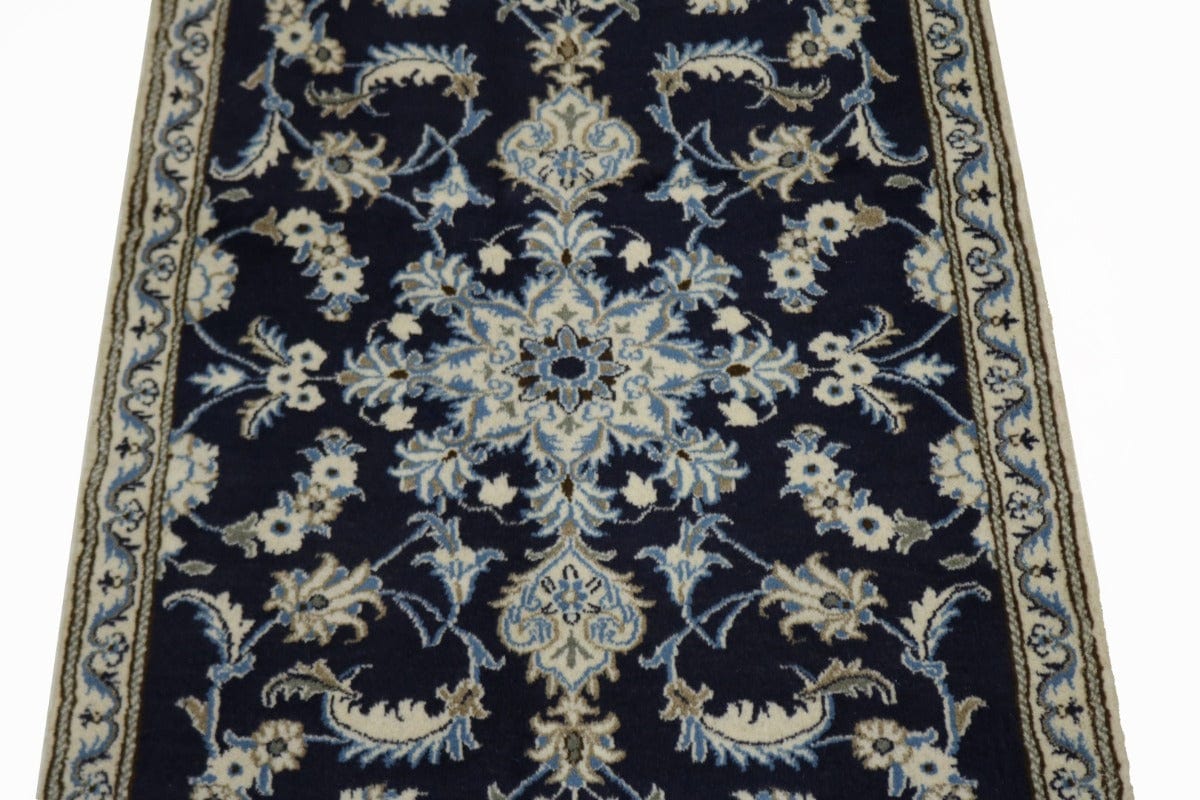 Navy Blue Traditional 3X5 Nain Kashmar Persian Rug