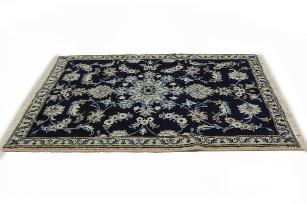 Navy Blue Traditional 3X5 Nain Kashmar Persian Rug