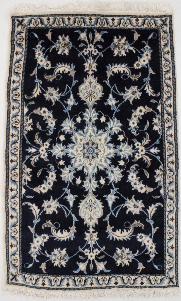 Navy Blue Traditional 3X5 Nain Persian Rug