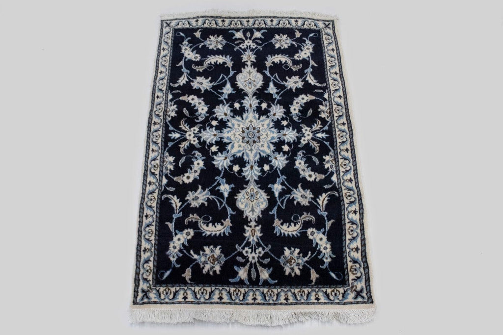 Navy Blue Traditional 3X5 Nain Persian Rug