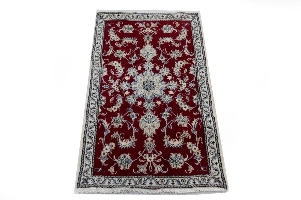 Dark Red Traditional 3X5 Nain Persian Rug