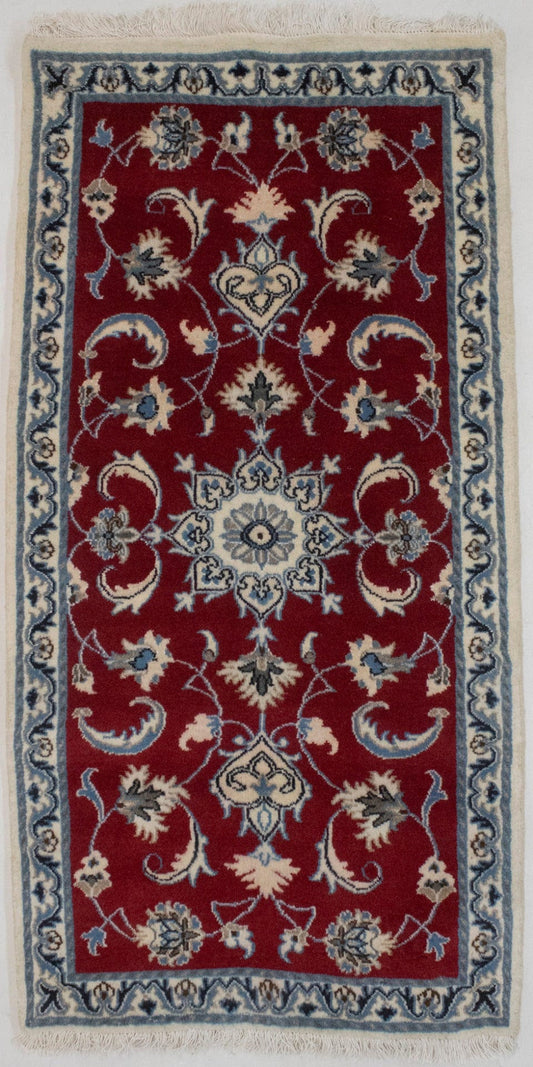 Red Classic Floral 2X5 Nain Kashmar Persian Rug