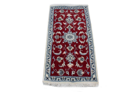 Red Classic Floral 2X5 Nain Kashmar Persian Rug