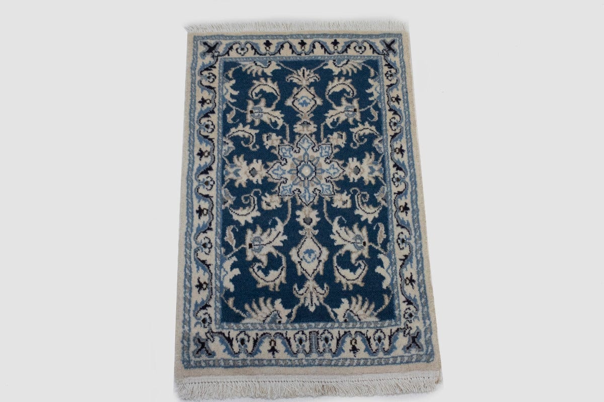 Blue Classic 2X3 Nain Kashmar Persian Rug