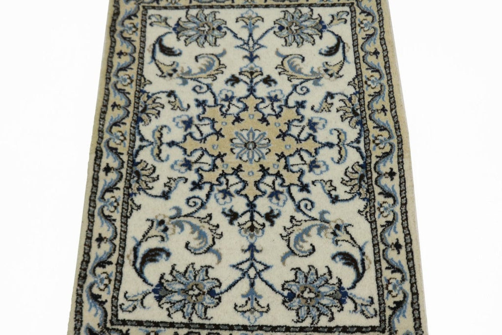 Ivory Traditional 2X3 Nain Kashmar Persian Rug