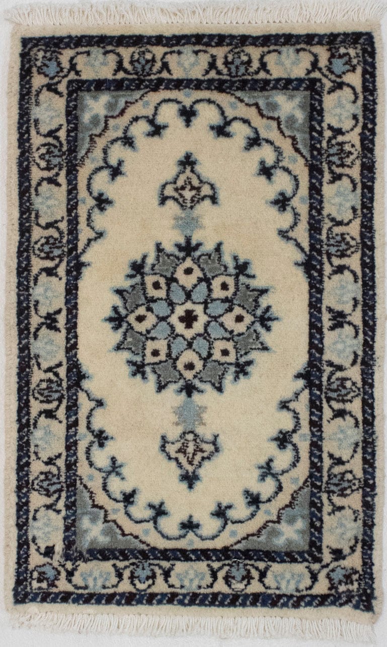 Cream Traditional 1X2 Nain Persian Rug