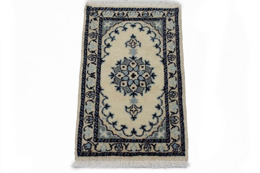 Cream Traditional 1X2 Nain Persian Rug