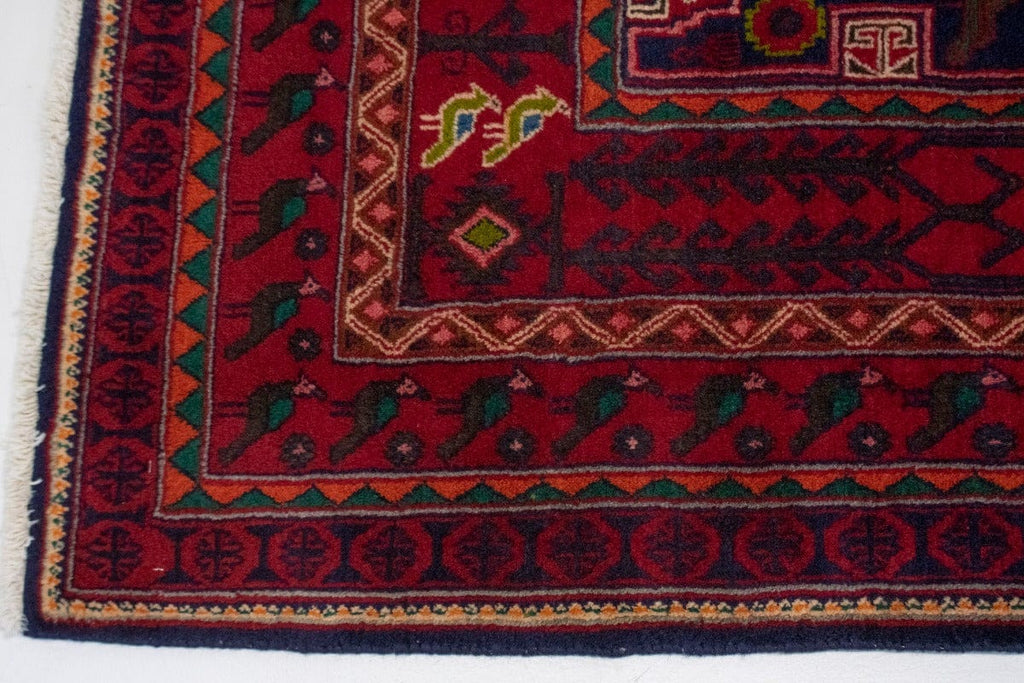 Vintage Red Tribal 4X8 Sirjan Persian Rug