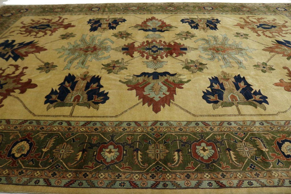 Vintage Beige Floral 13X19 Heriz Sultanabad Persian Rug