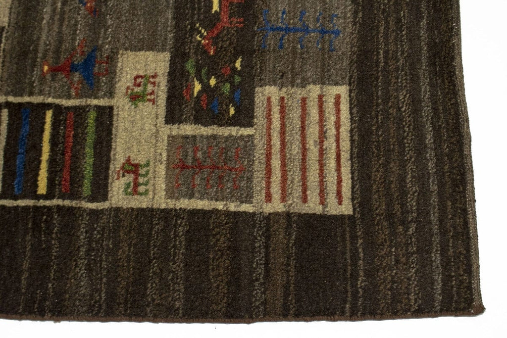 Brown Tribal Checkered 5X6'5 Gabbeh Persian Rug