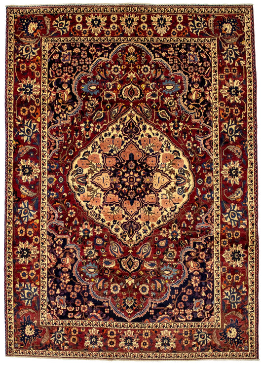 Vintage maroon Red Floral 7X10 Bakhtiari Persian Rug