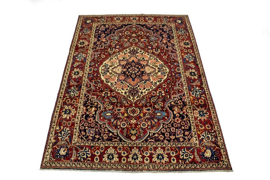 Vintage maroon Red Floral 7X10 Bakhtiari Persian Rug