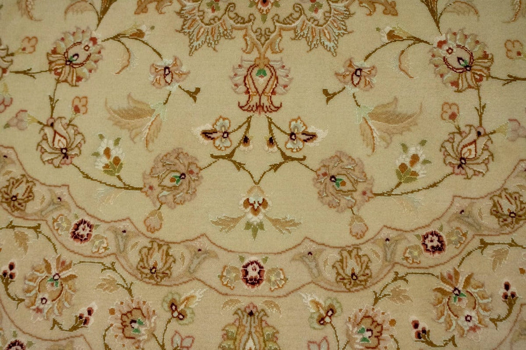 Cream Foral Classic 5X5 Tabriz Persian Rug