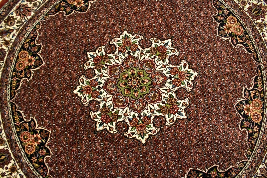 Bittersweet Red Floral 7X7 Bidjar Halvaei Persian Round Rug