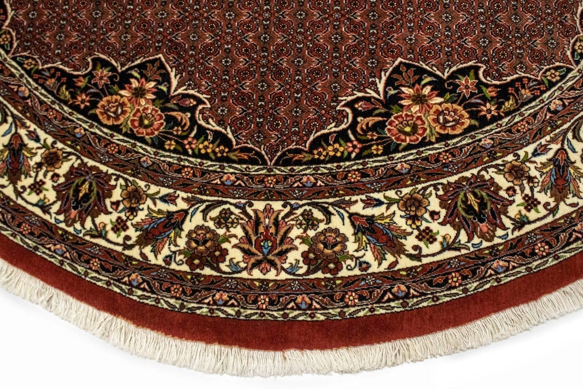 Bittersweet Red Floral 7X7 Bidjar Halvaei Persian Round Rug