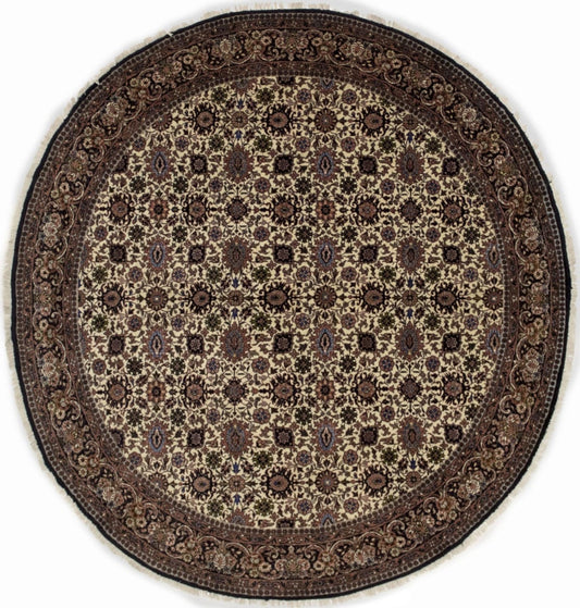 Cream Floral Classic 7X7 Bidjar Persian Rug