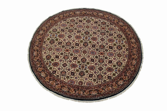 Cream Floral Classic 7X7 Bidjar Persian Rug