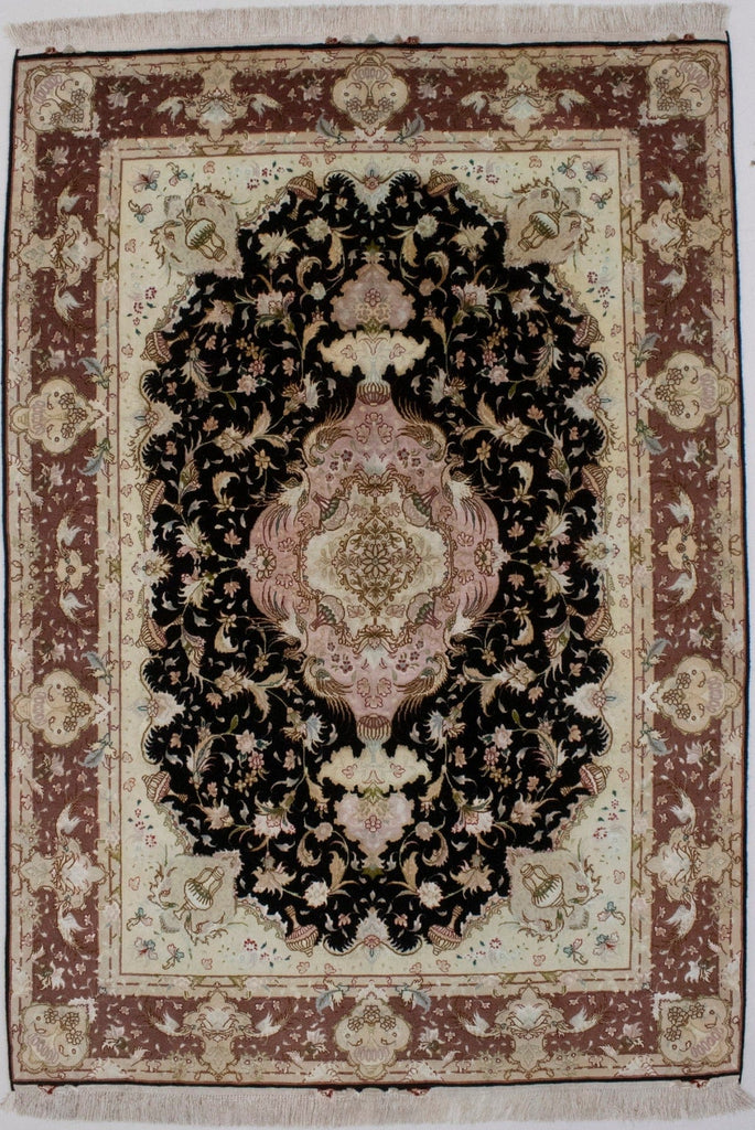 Black Pictorial Classic 5X7'5 Tabriz Persian Rug