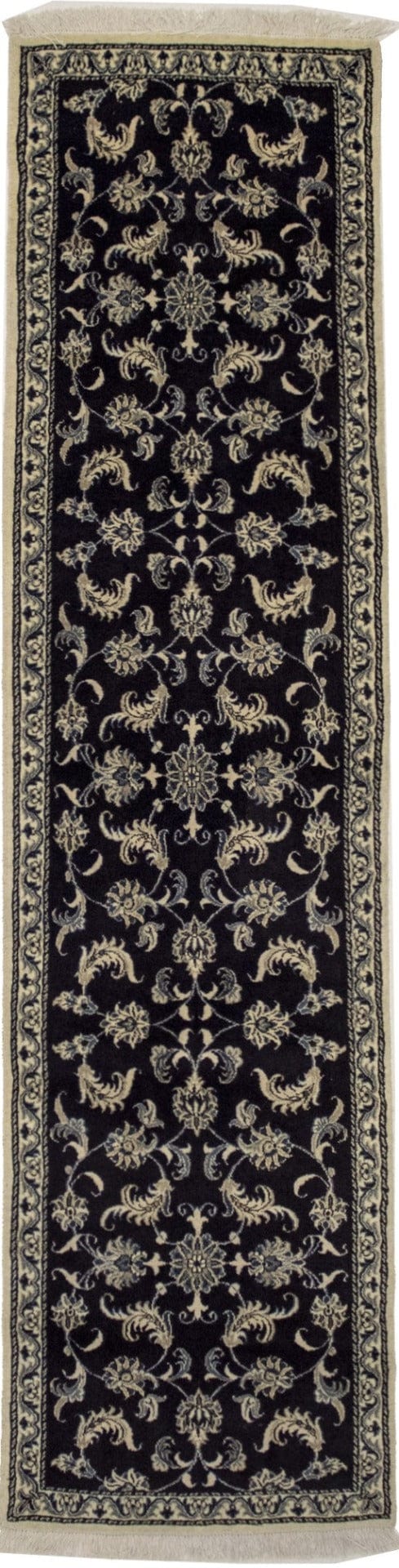 Navy Blue Classic 2'5X10 Nain Kashmar Persian Runner Rug