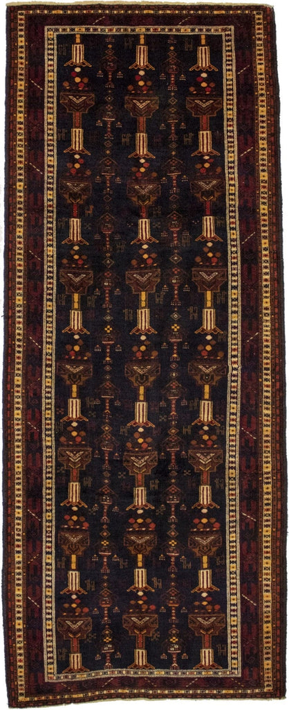 Vintage Tribal Geometric 3'8X9'2 Balouch Persian Runner Rug