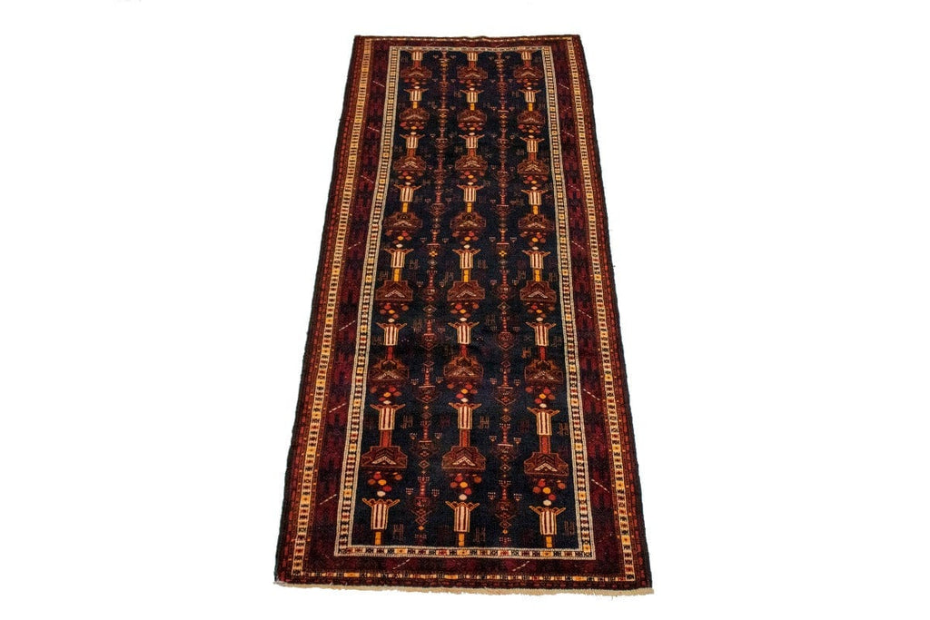 Vintage Tribal Geometric 3'8X9'2 Balouch Persian Runner Rug