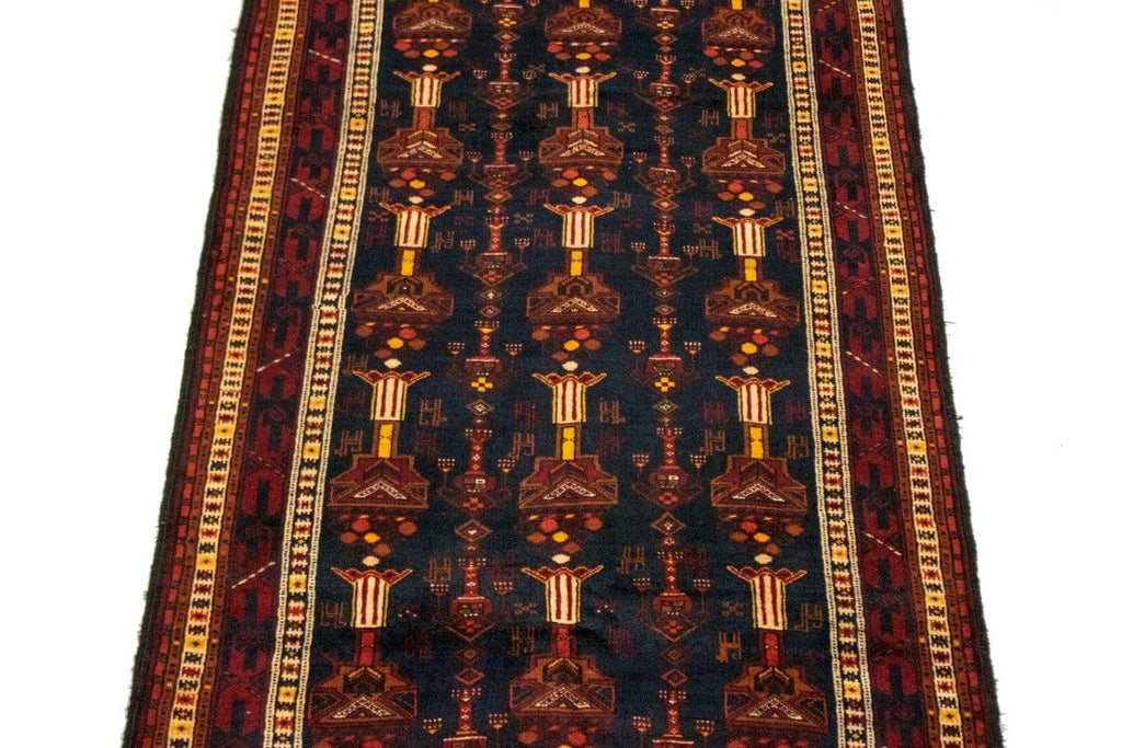 Vintage Tribal Geometric 3'8X9'2 Balouch Persian Runner Rug