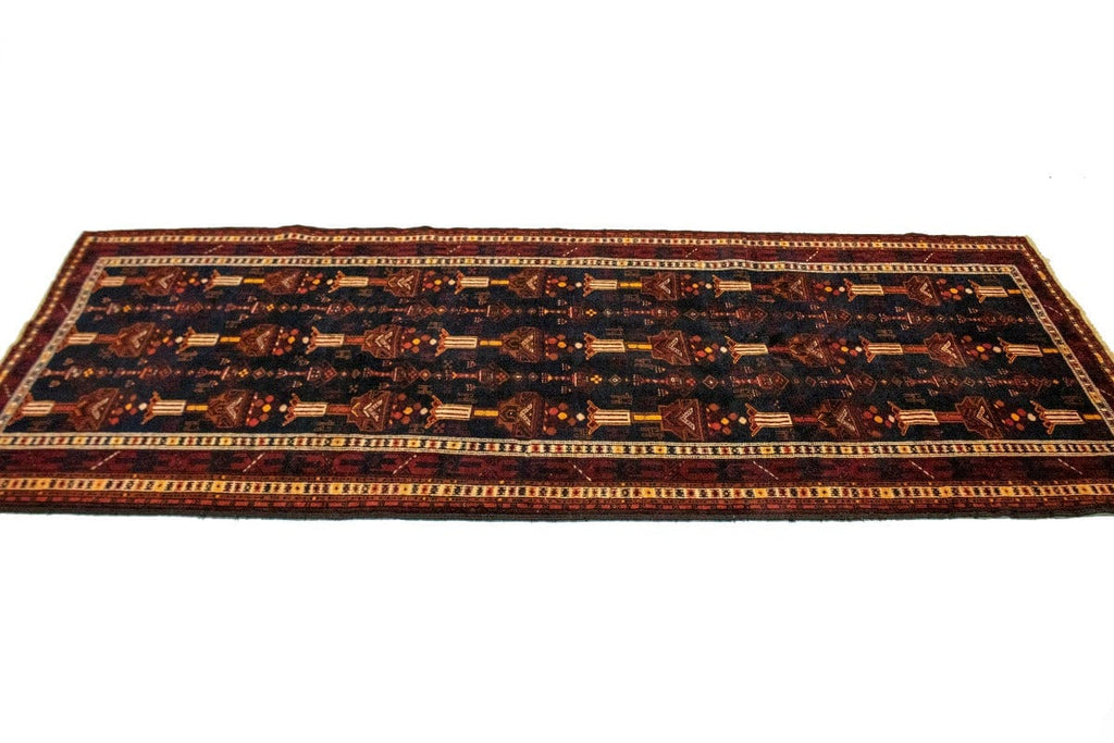 Vintage Tribal Geometric 3'8X9'2 Balouch Persian Runner Rug