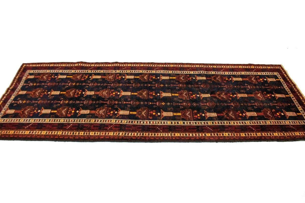 Vintage Tribal Geometric 3'8X9'2 Balouch Persian Runner Rug