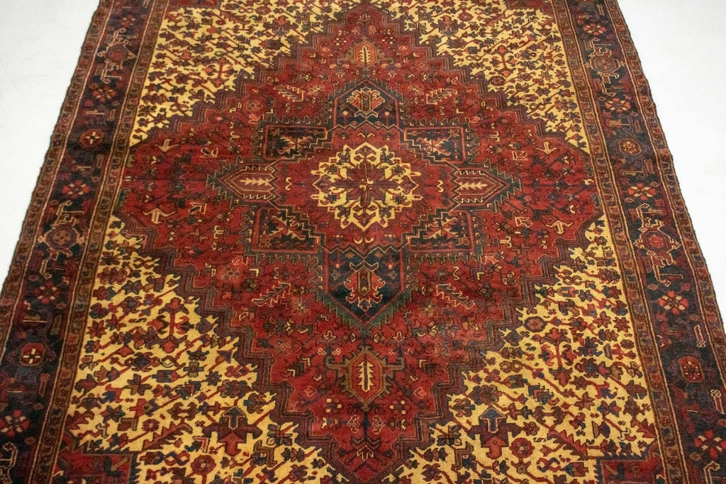 Semi Antique Brick Red Floral 8X11 Heriz Persian Rug