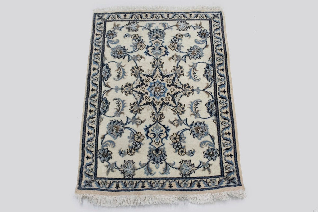 Ivory Classic 3X4 Nain Kashmar Persian Rug