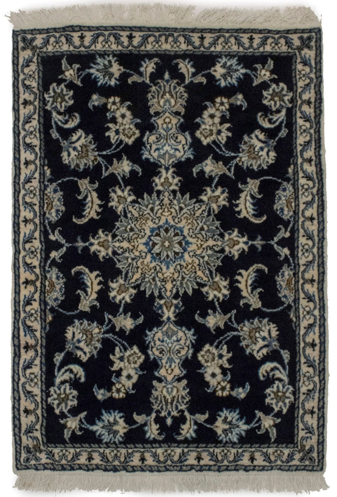 Navy Blue Classic 3X4 Nain Kashmar Persian Rug