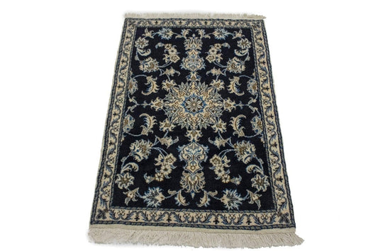 Navy Blue Classic 3X4 Nain Kashmar Persian Rug