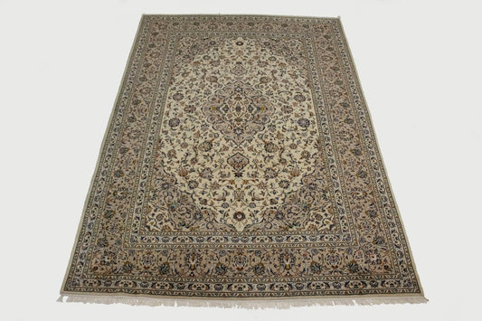 Vintage Beige Traditional 8X12 Kashan Persian Rug